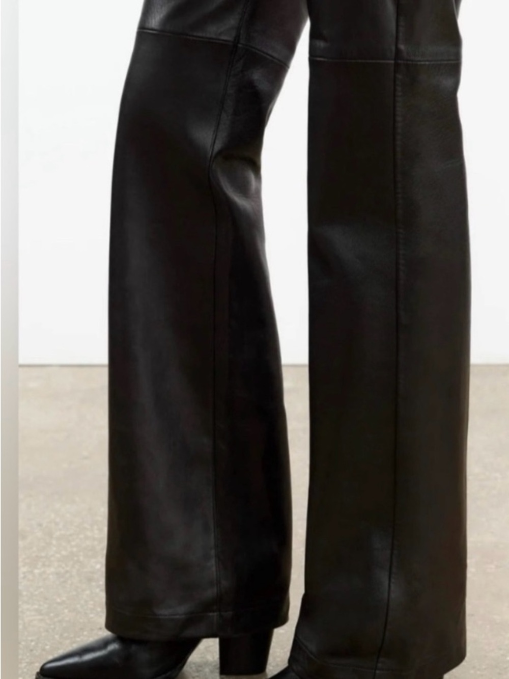 Danier Black Wide-Leg Leather Pants